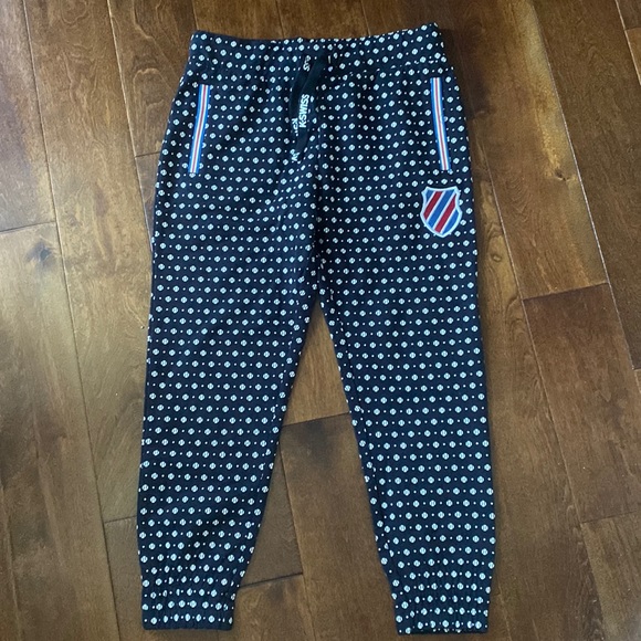 K-Swiss Baseball Print Black Sweat Pants Size S - Picture 1 of 4